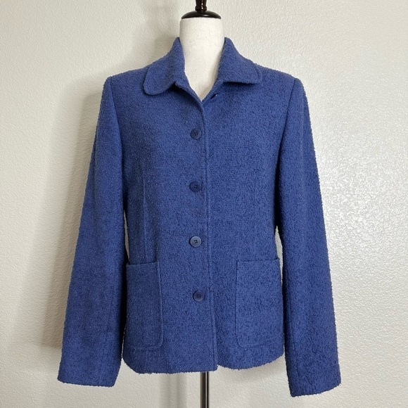 Charter Club Wool Blend Blue Button Down Women's Blazer, Size 10 - Picture 1 of 13